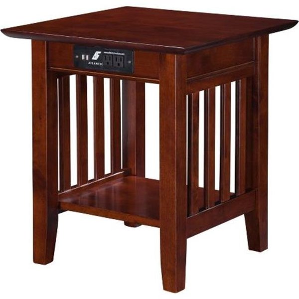 Atlantic Furniture Atlantic Furniture AH14214 Mission End Table with Charger; Walnut AH14214